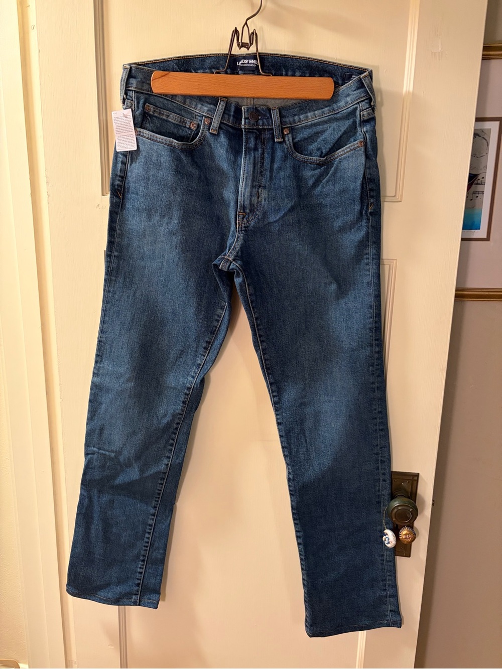 Lands' End Men's Straight-Leg Dark Blue Jeans 33 x 32